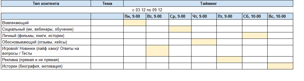 Пример контент-плана